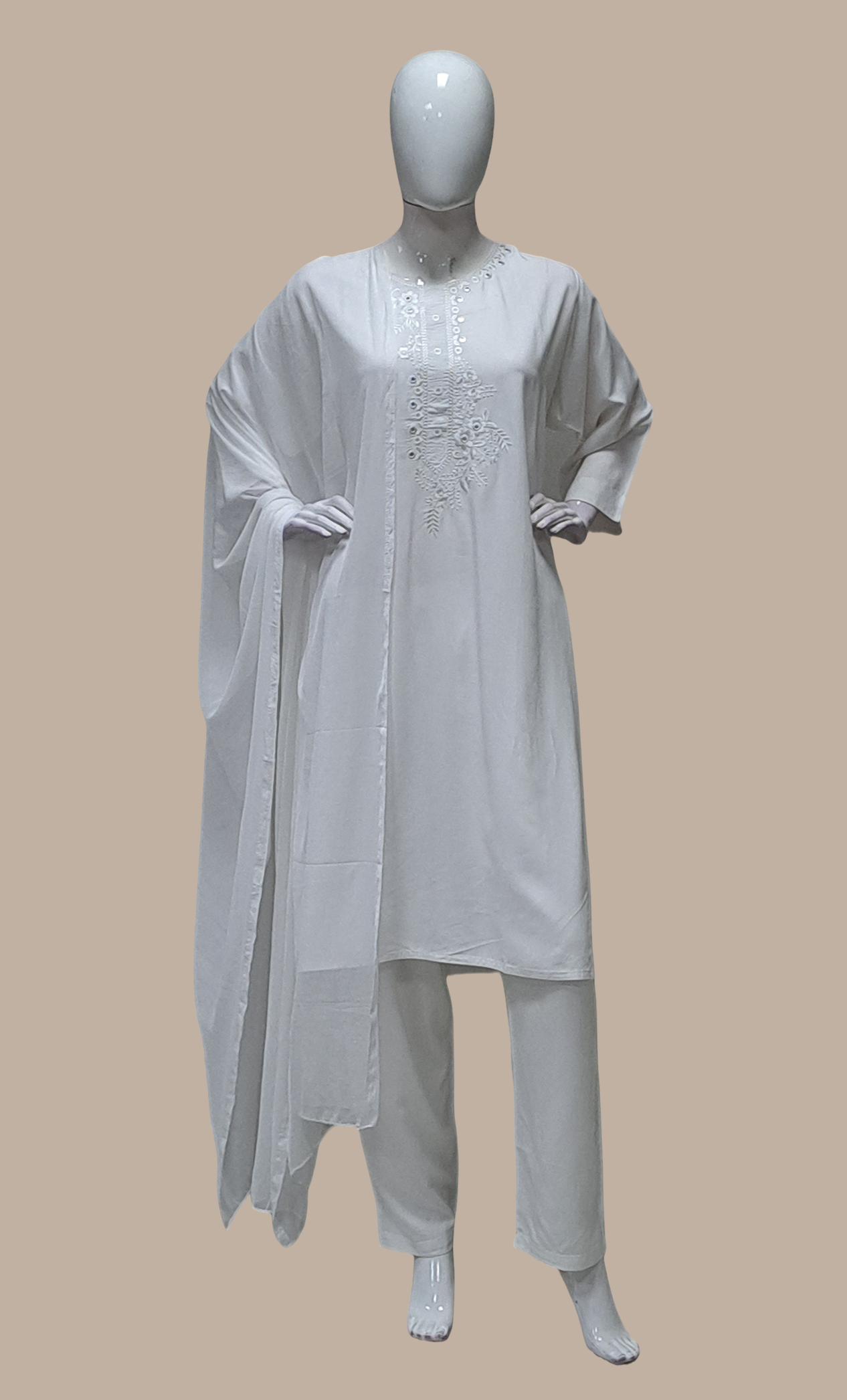 White Embroidered Punjabi