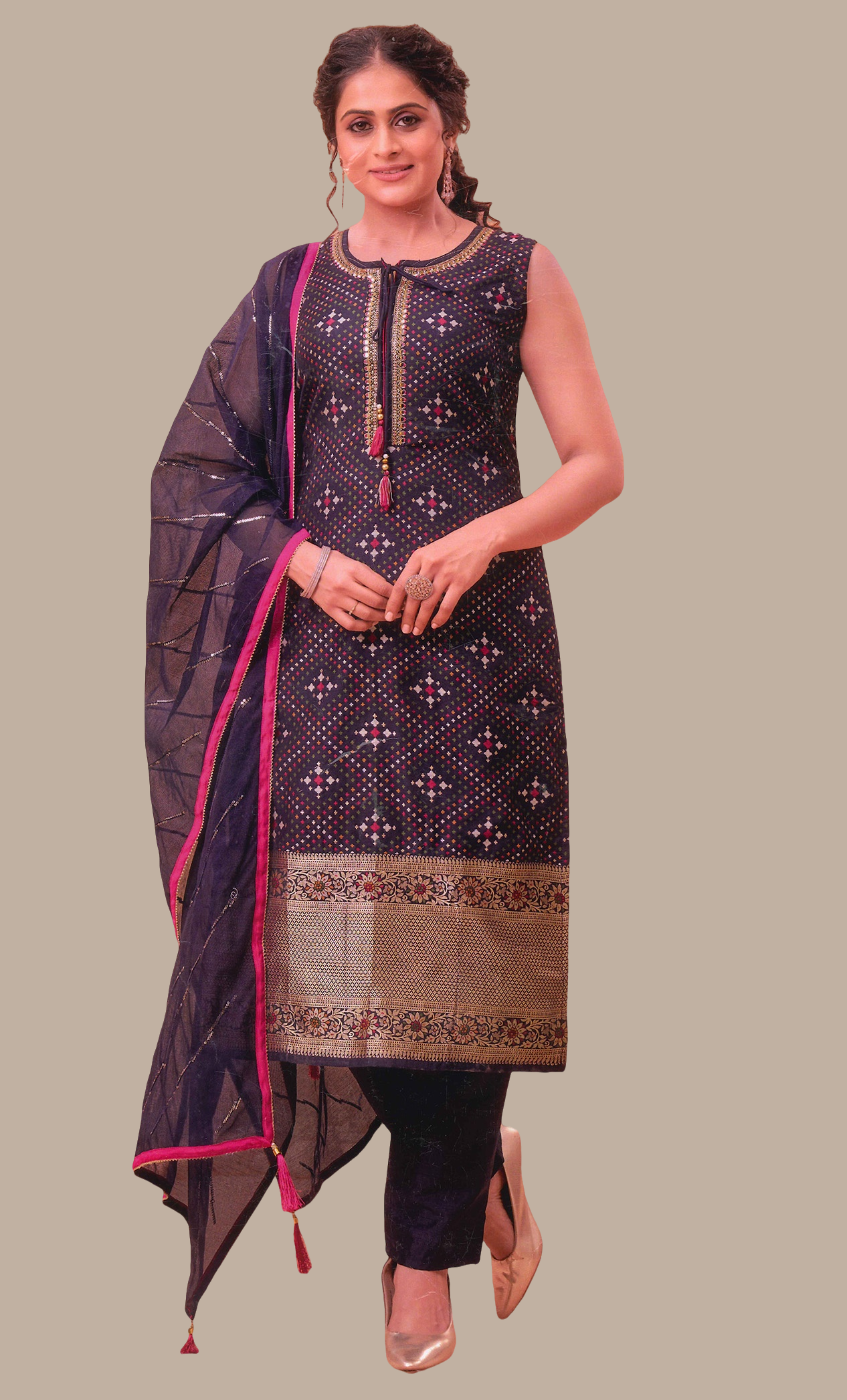 Midnight Blue Embroidered Punjabi