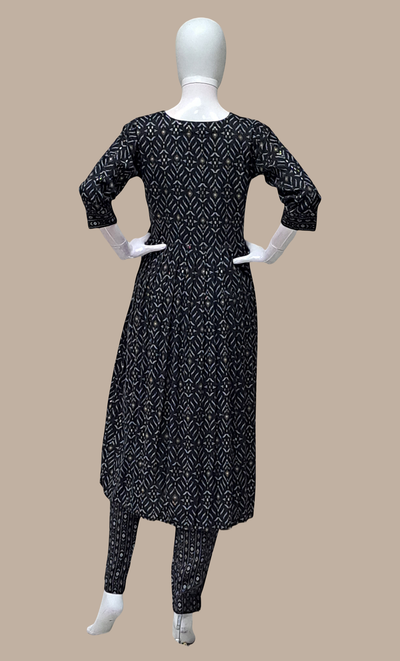 Black Printed Kurti Top & Pants