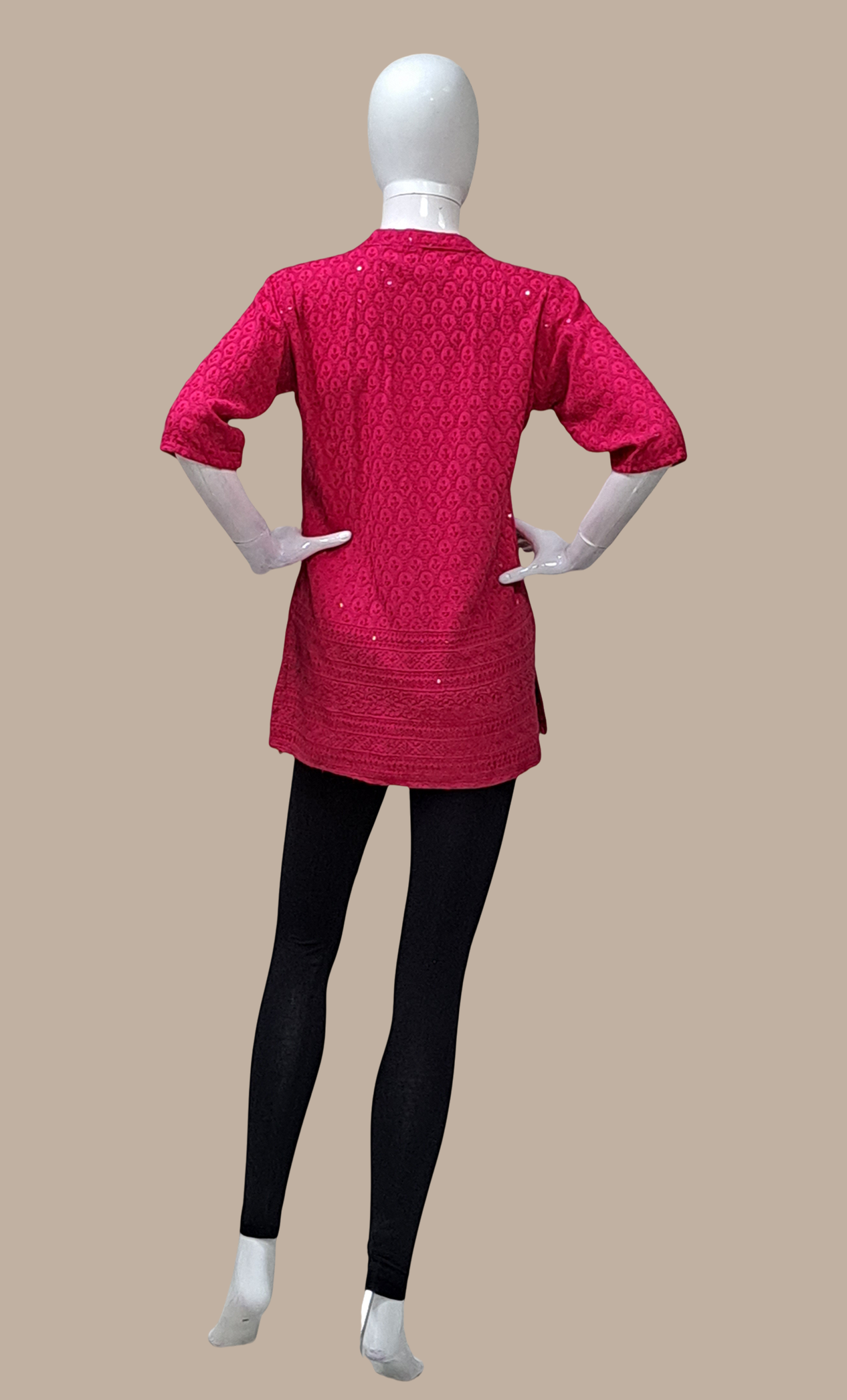 Cerise Embroidered Kurti Top