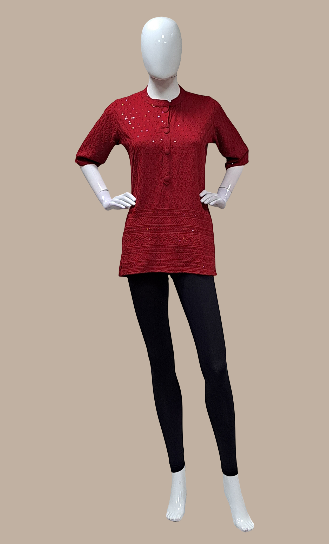 Maroon Embroidered Kurti Top