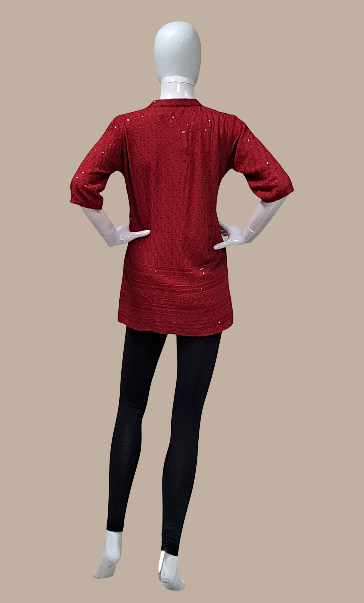 Maroon Embroidered Kurti Top