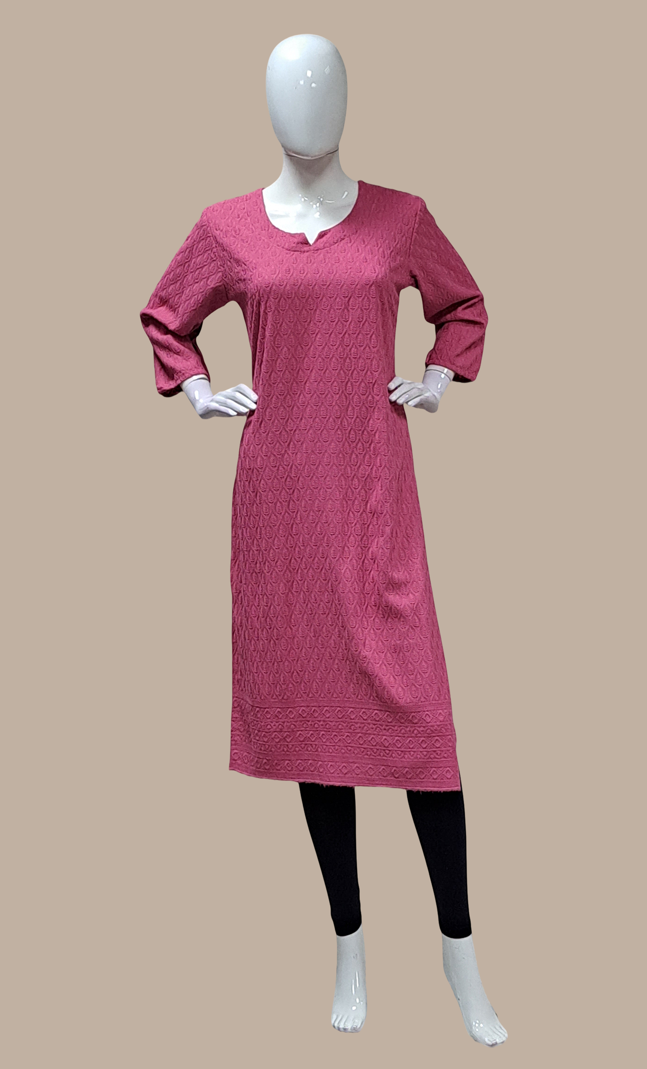 Deep Mink Embroidered Kurti Top