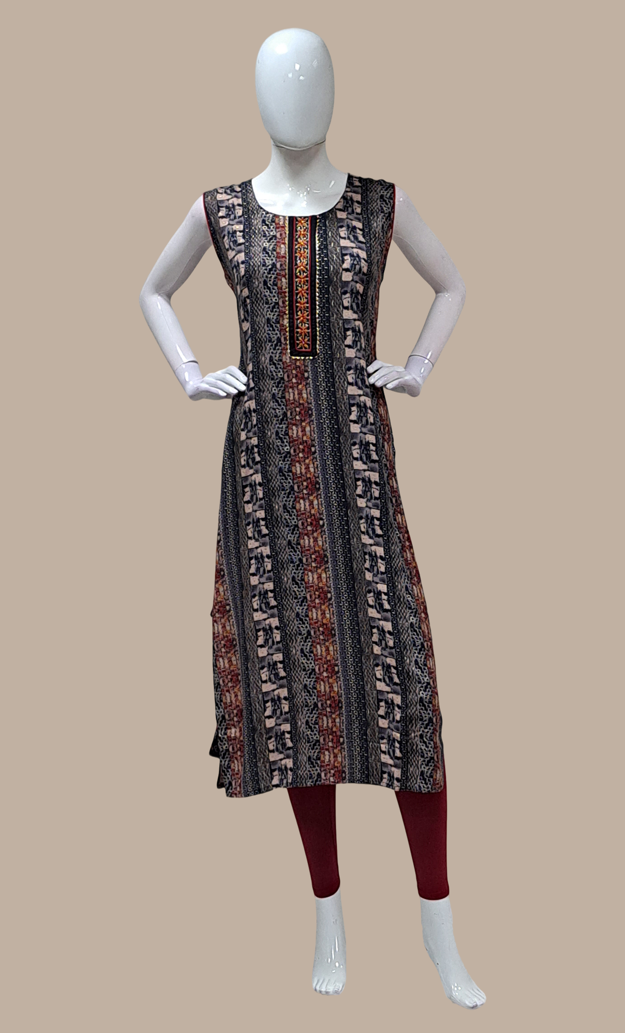 Black Printed Kurti Top