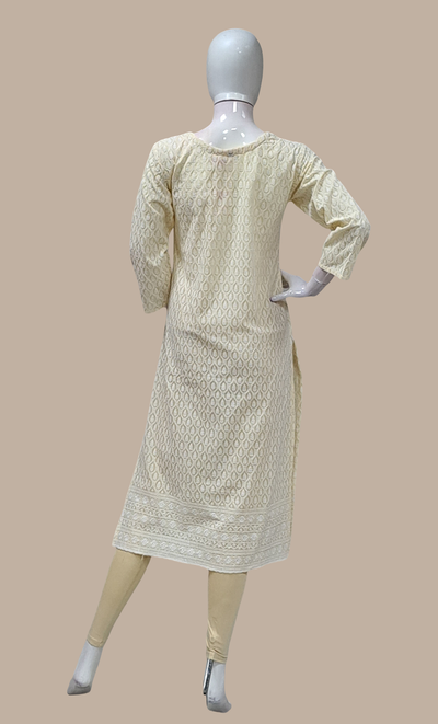 Light Lemon Embroidered Kurti Top