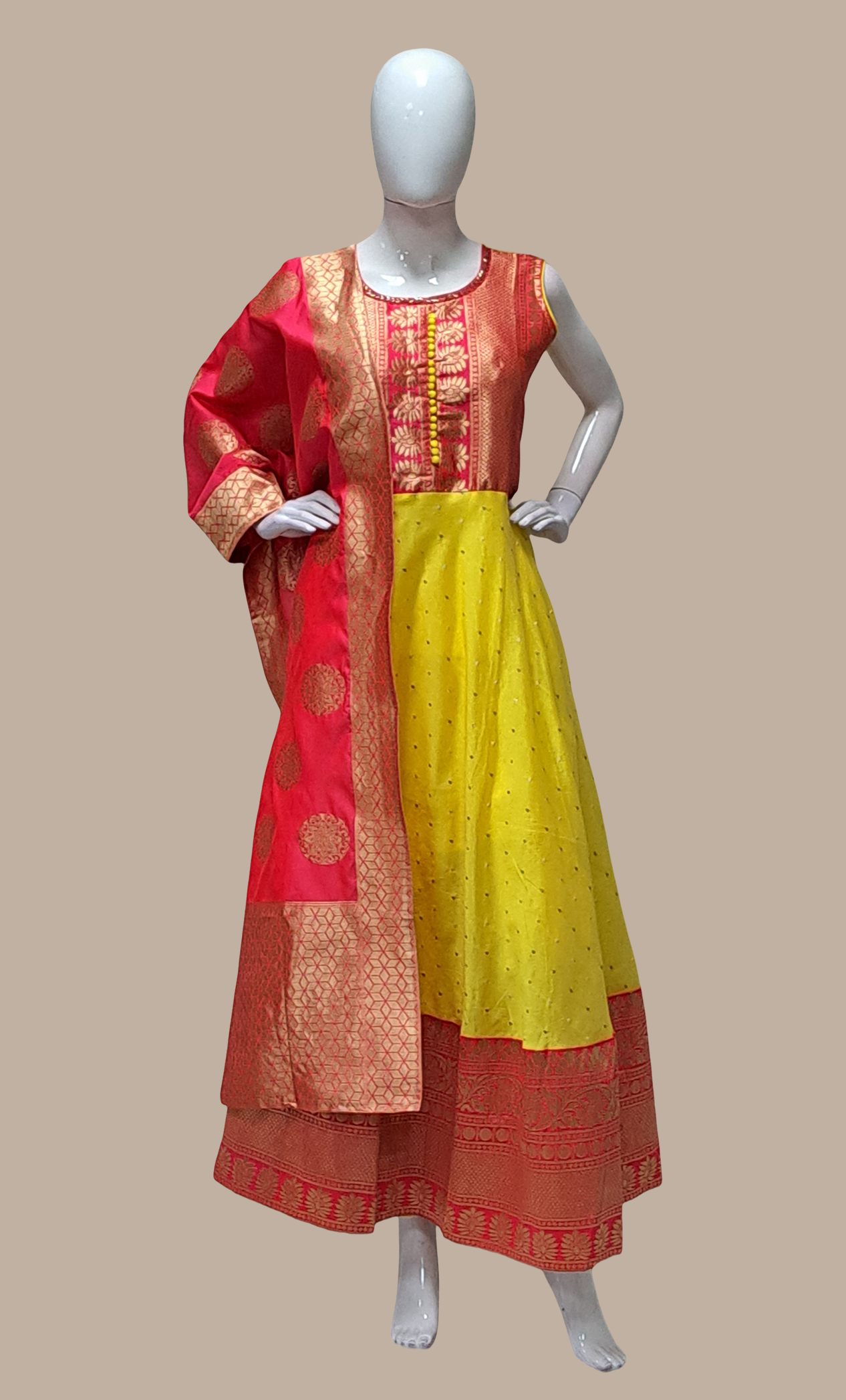 Canary Yellow Gown & Dupatta