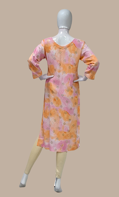 Soft Orange Embroidered Kurti Top