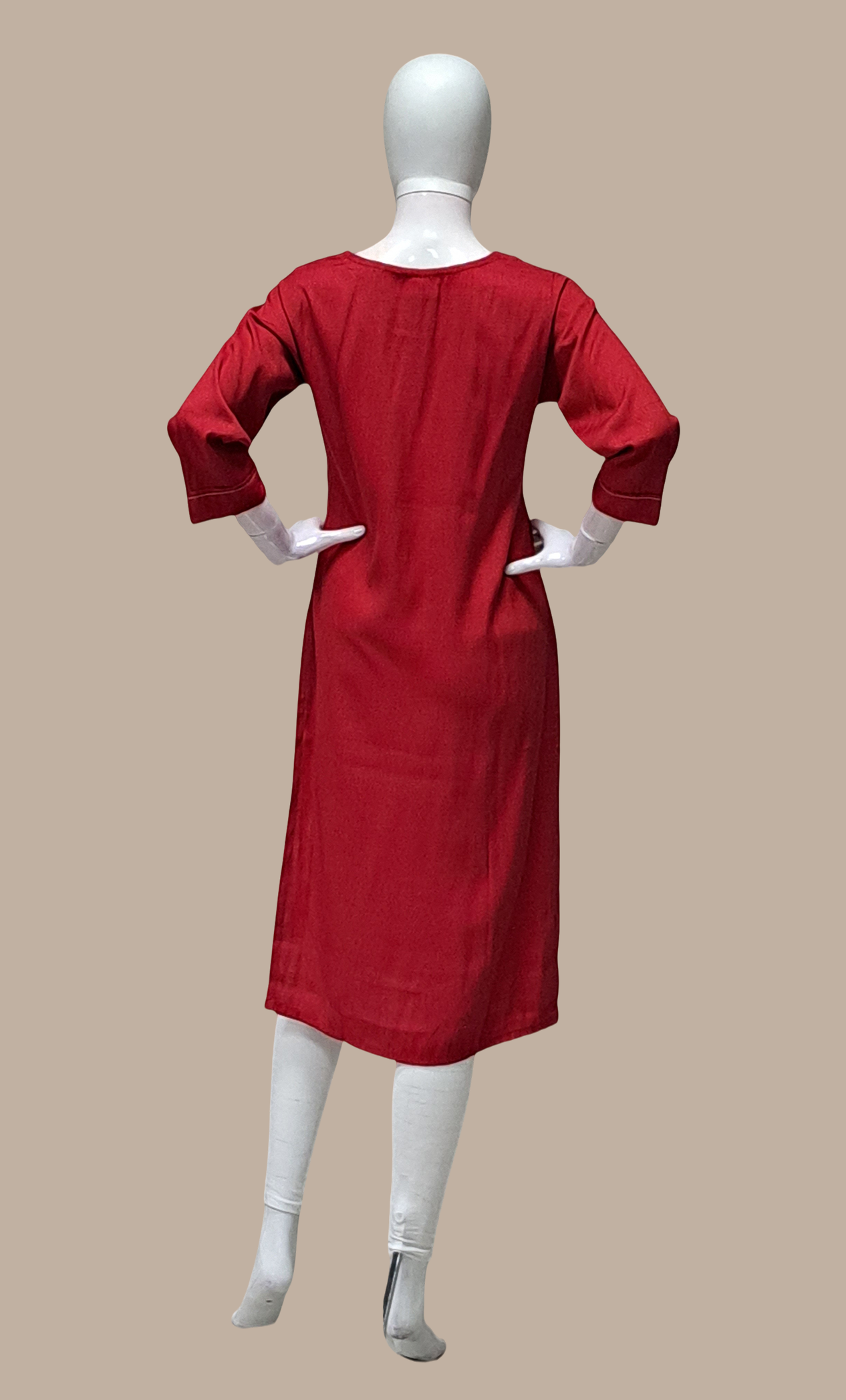 Red Embroidered Kurti Top