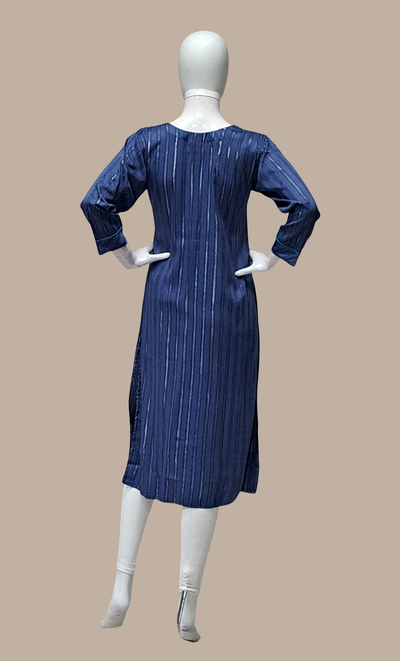 Deep Blue Embroidered Kurti Top