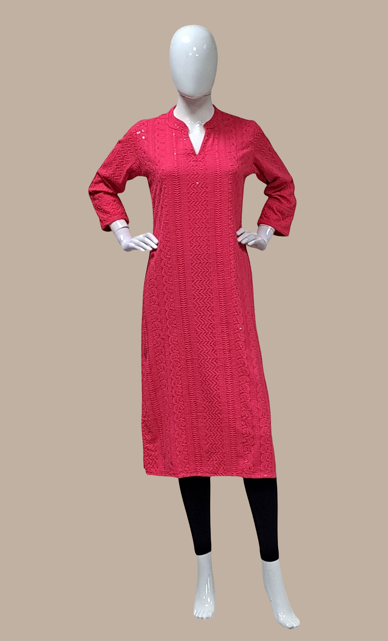 Deep Cerise Embroidered Kurti Top