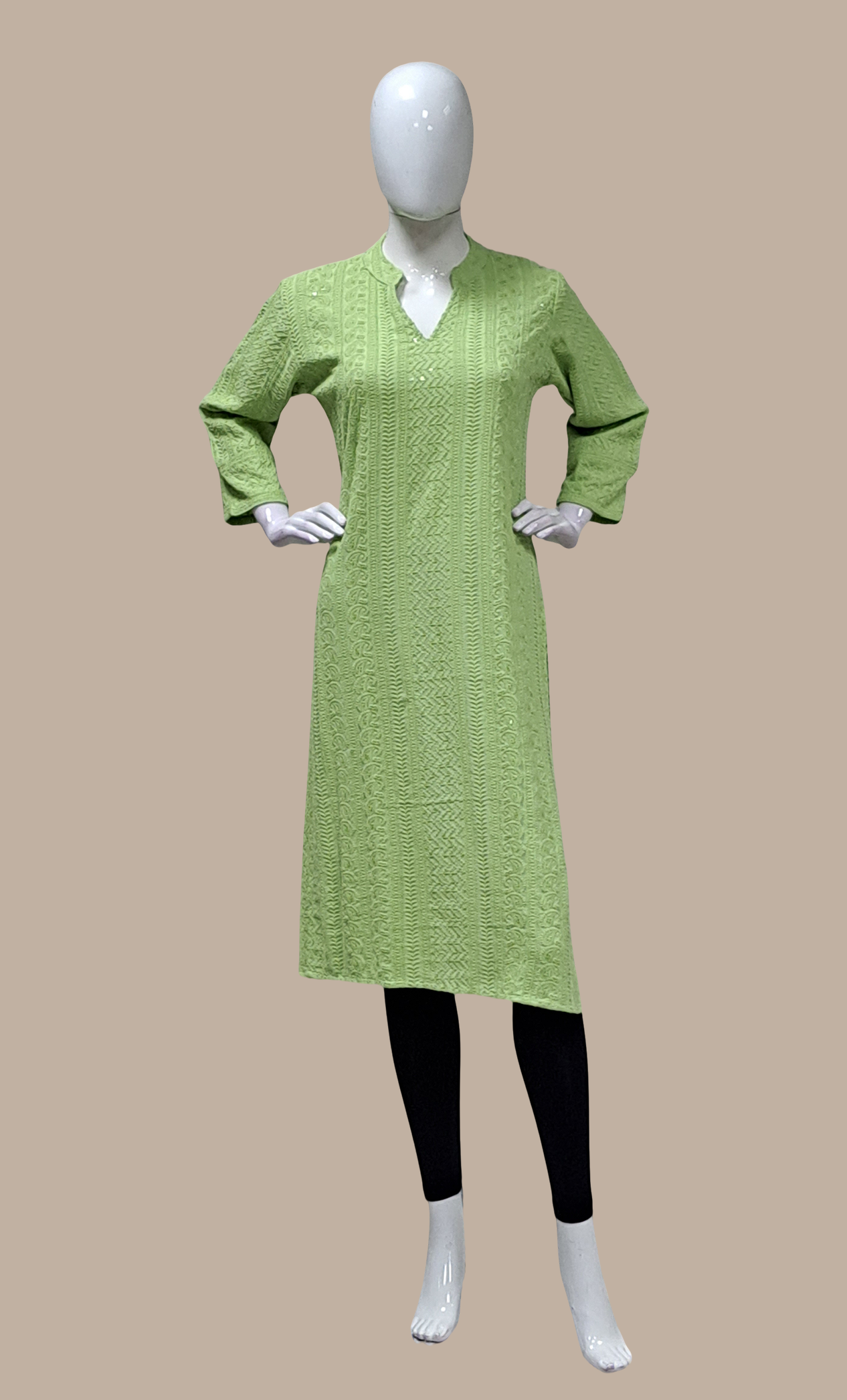 Lime Green Embroidered Kurti Top