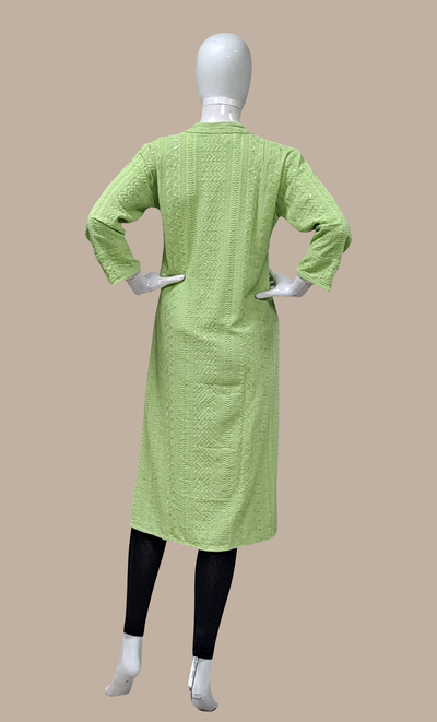 Lime Green Embroidered Kurti Top