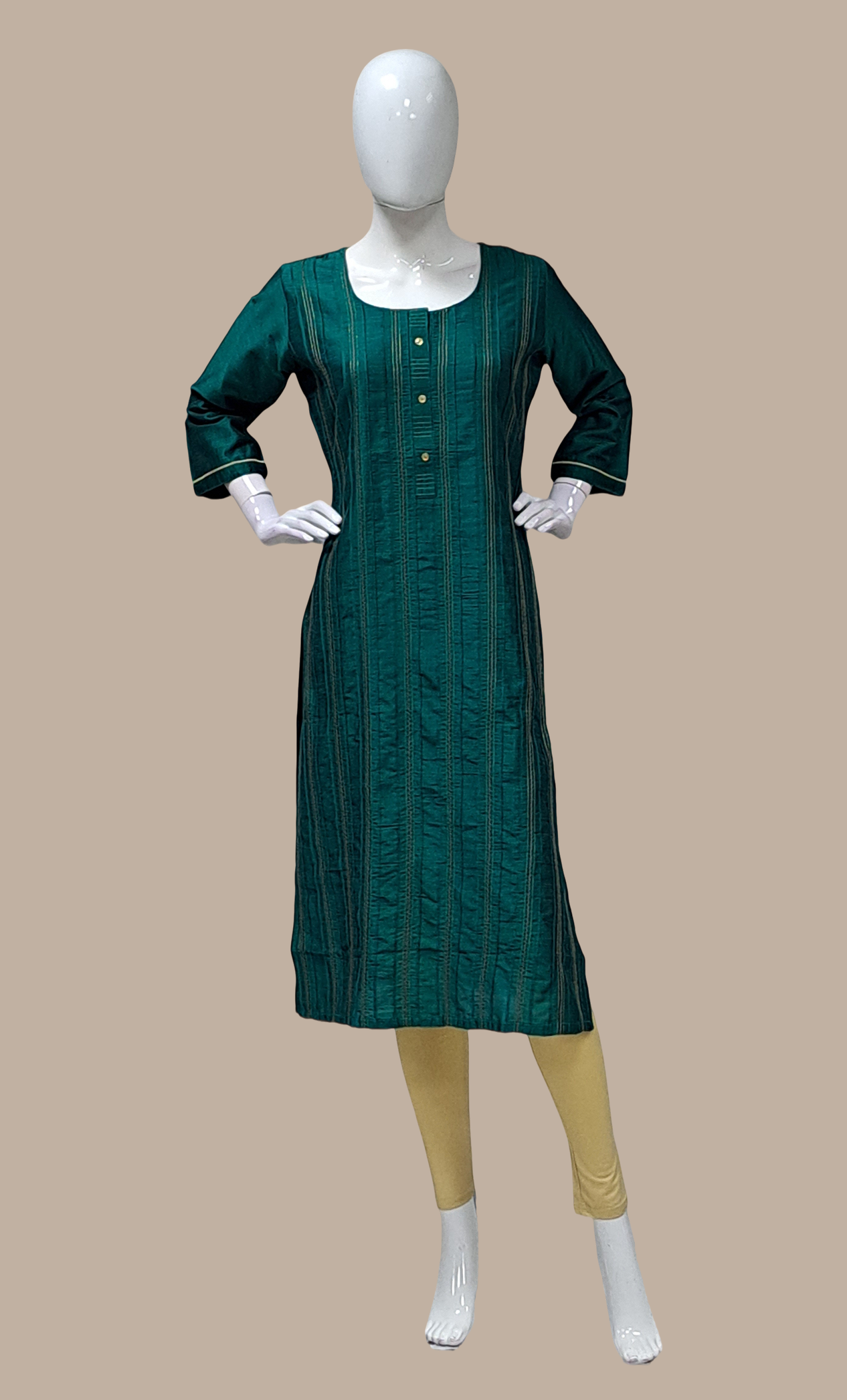 Dark Green Embroidered Kurti Top