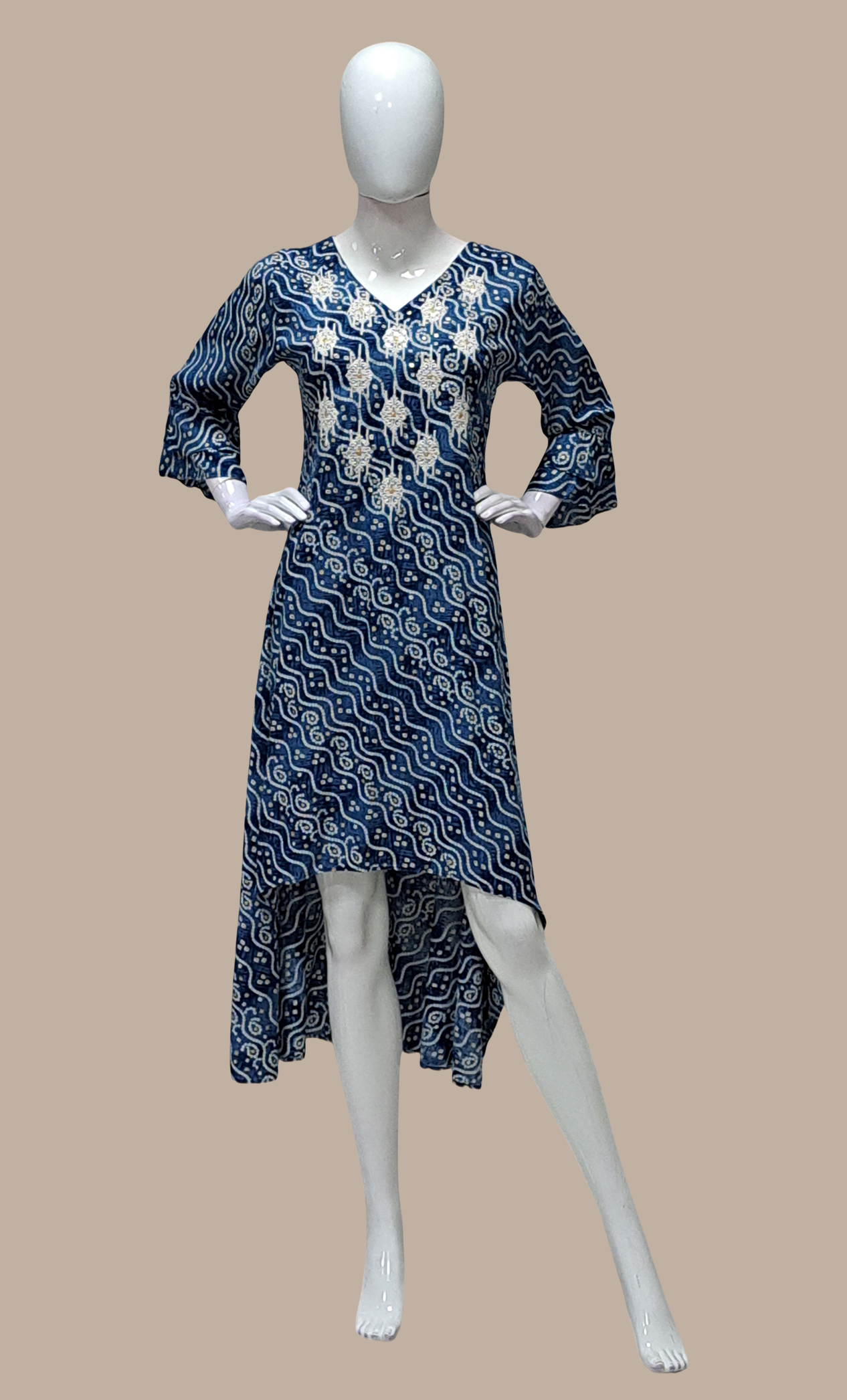 Deep Blue Printed Kurti Dress