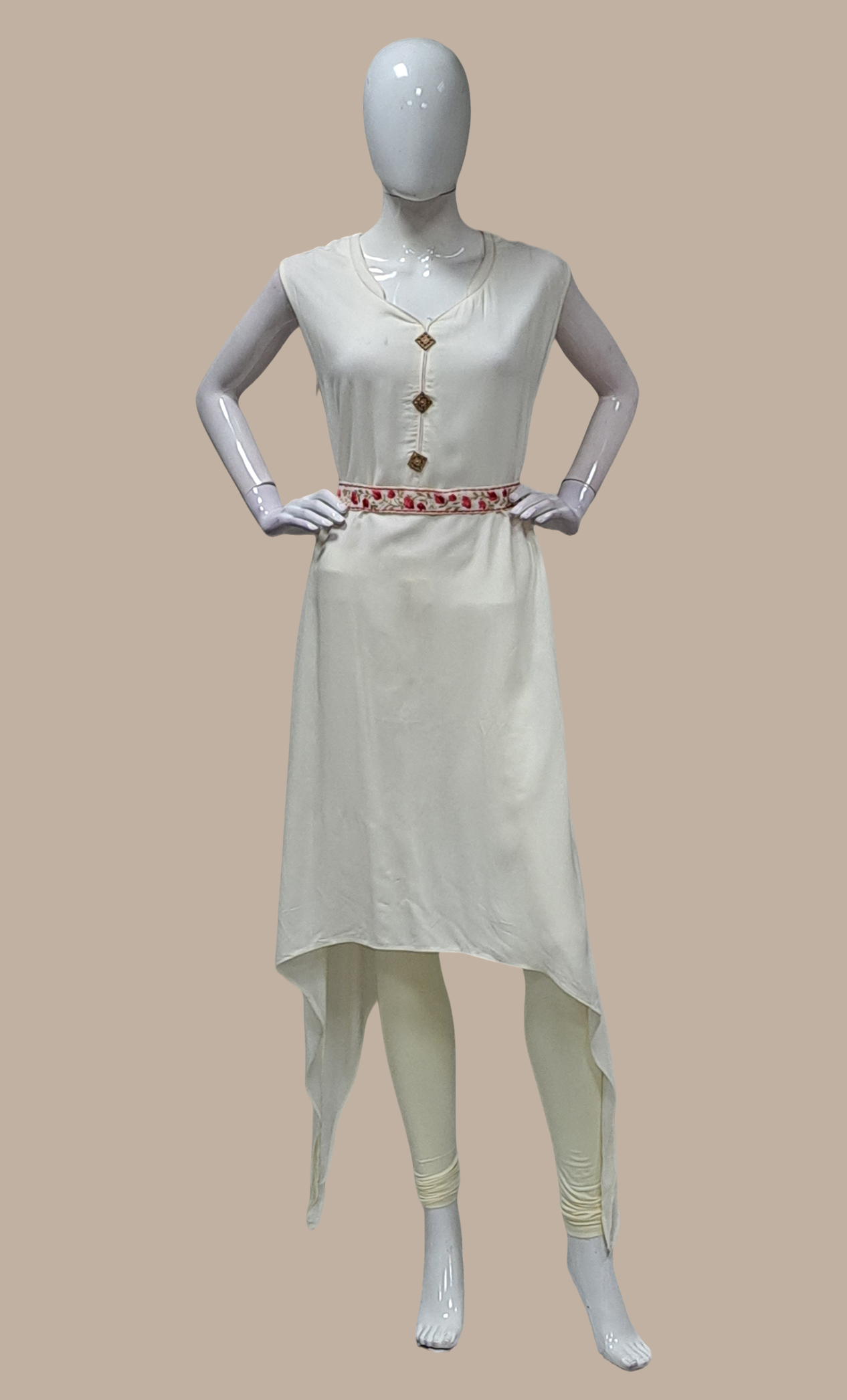 Cream Kurti Top