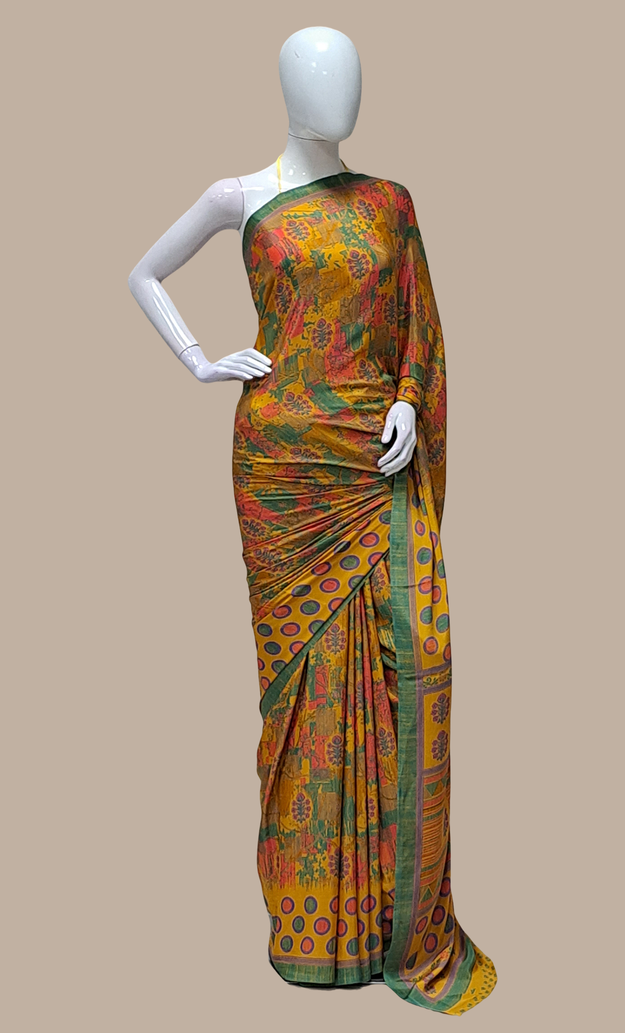 Mustard Printed Sari