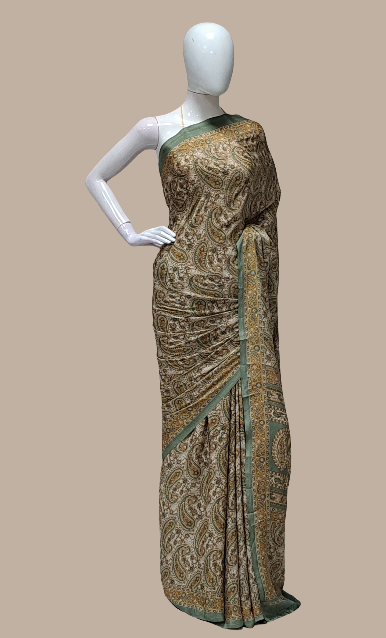 Olive Printed Sari