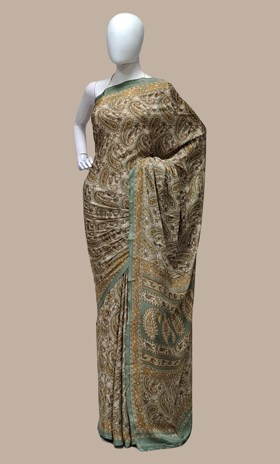 Olive Printed Sari