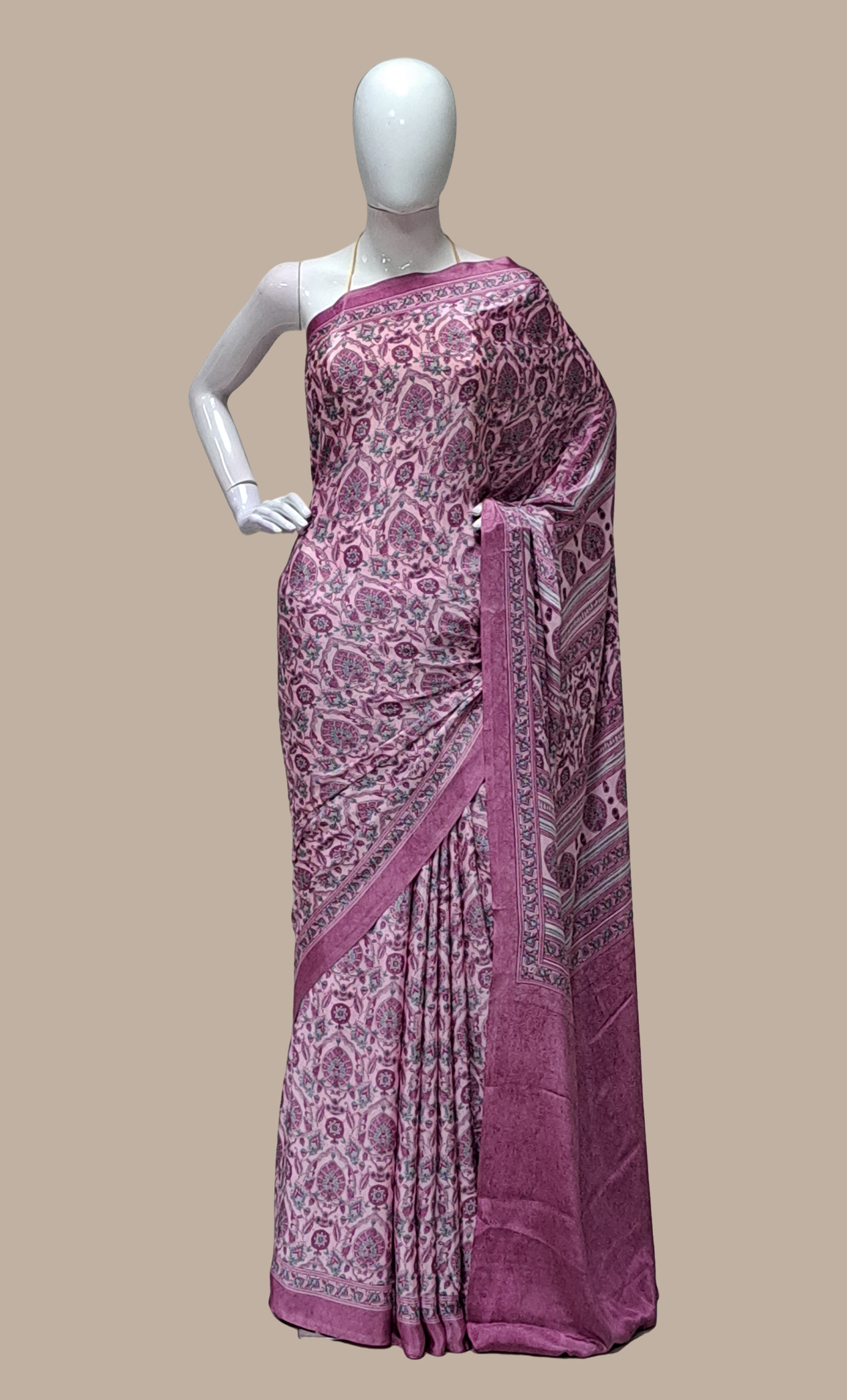 Soft Purple Printed Sari