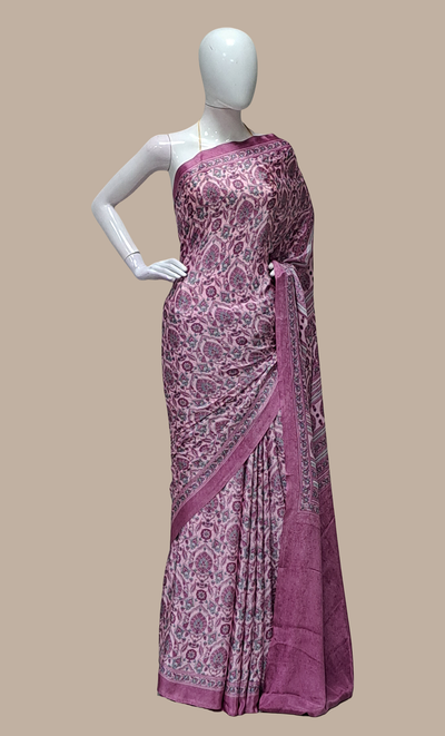 Soft Purple Printed Sari