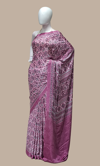 Soft Purple Printed Sari