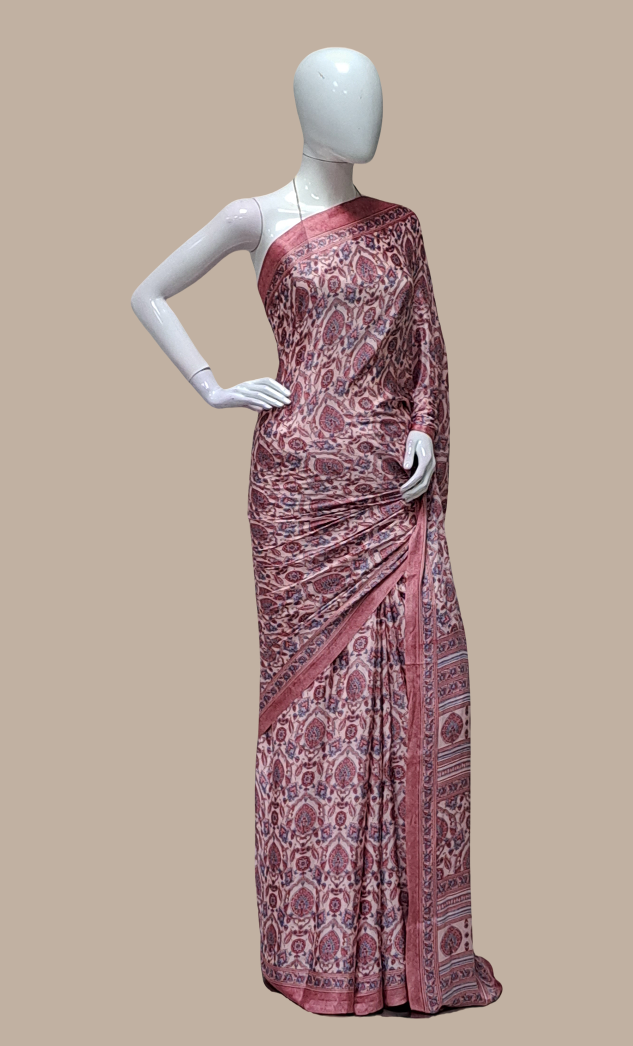 Dusty Mink Printed Sari