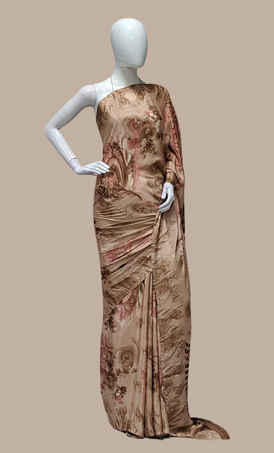 Bronze Floral Printed Sari