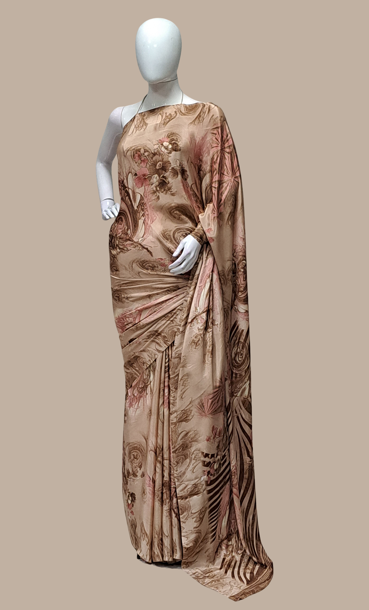 Bronze Floral Printed Sari