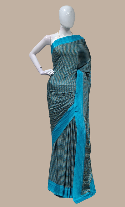 Turquoise Printed Sari