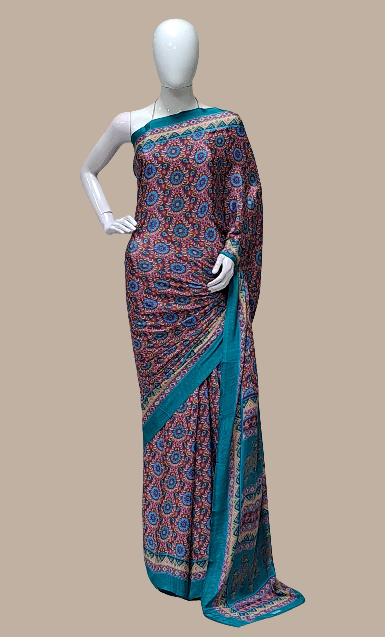 Magenta Printed Sari