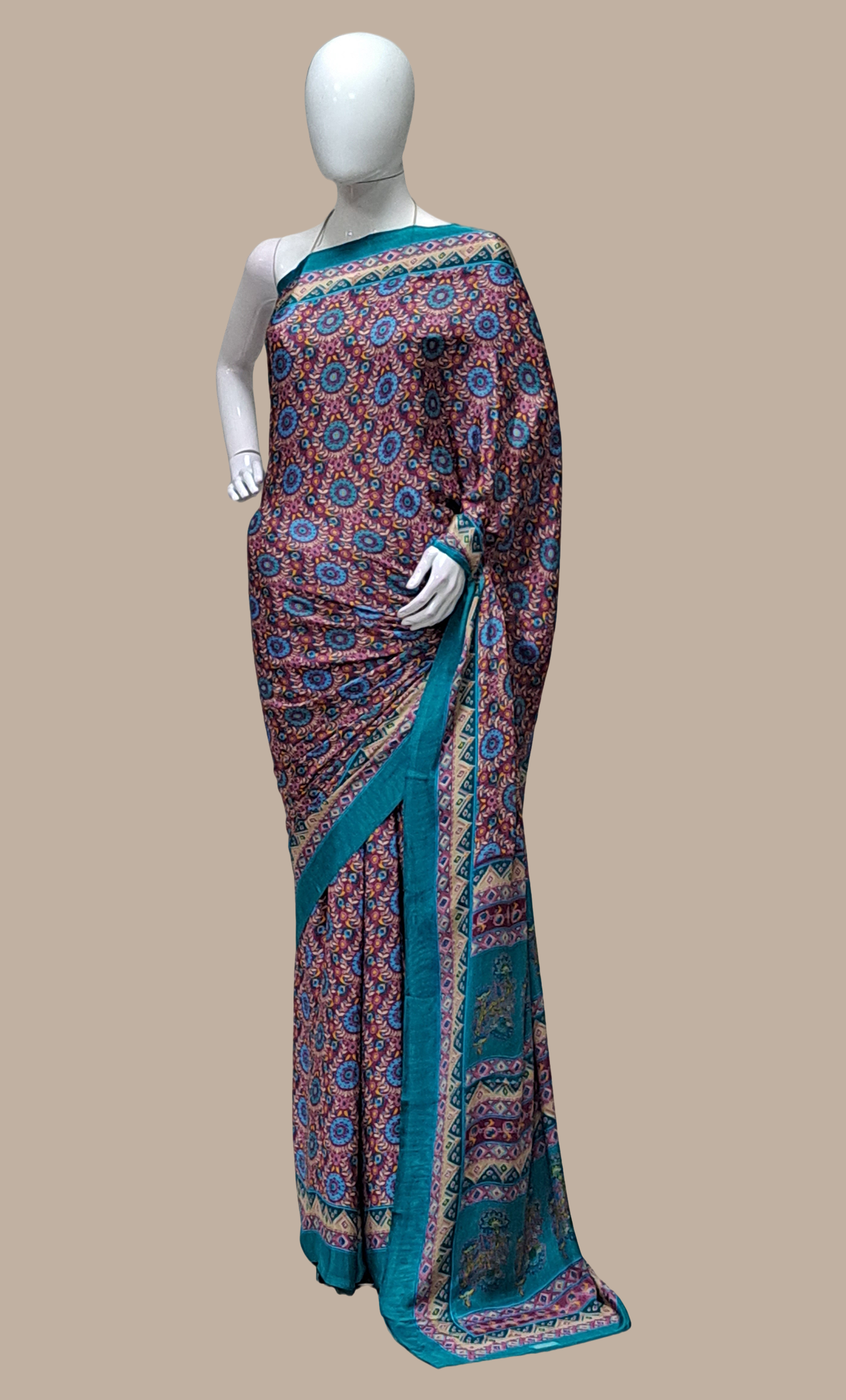 Magenta Printed Sari