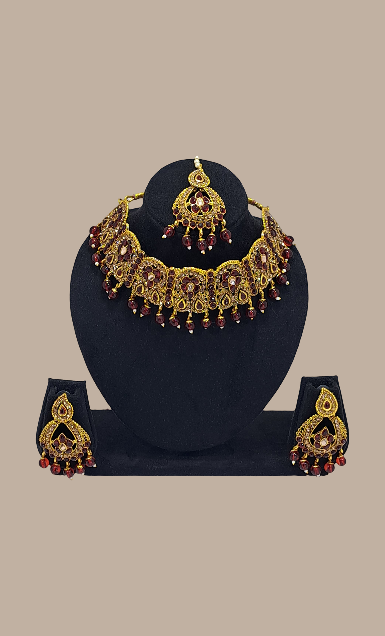 Maroon Stone Work Chocker Set