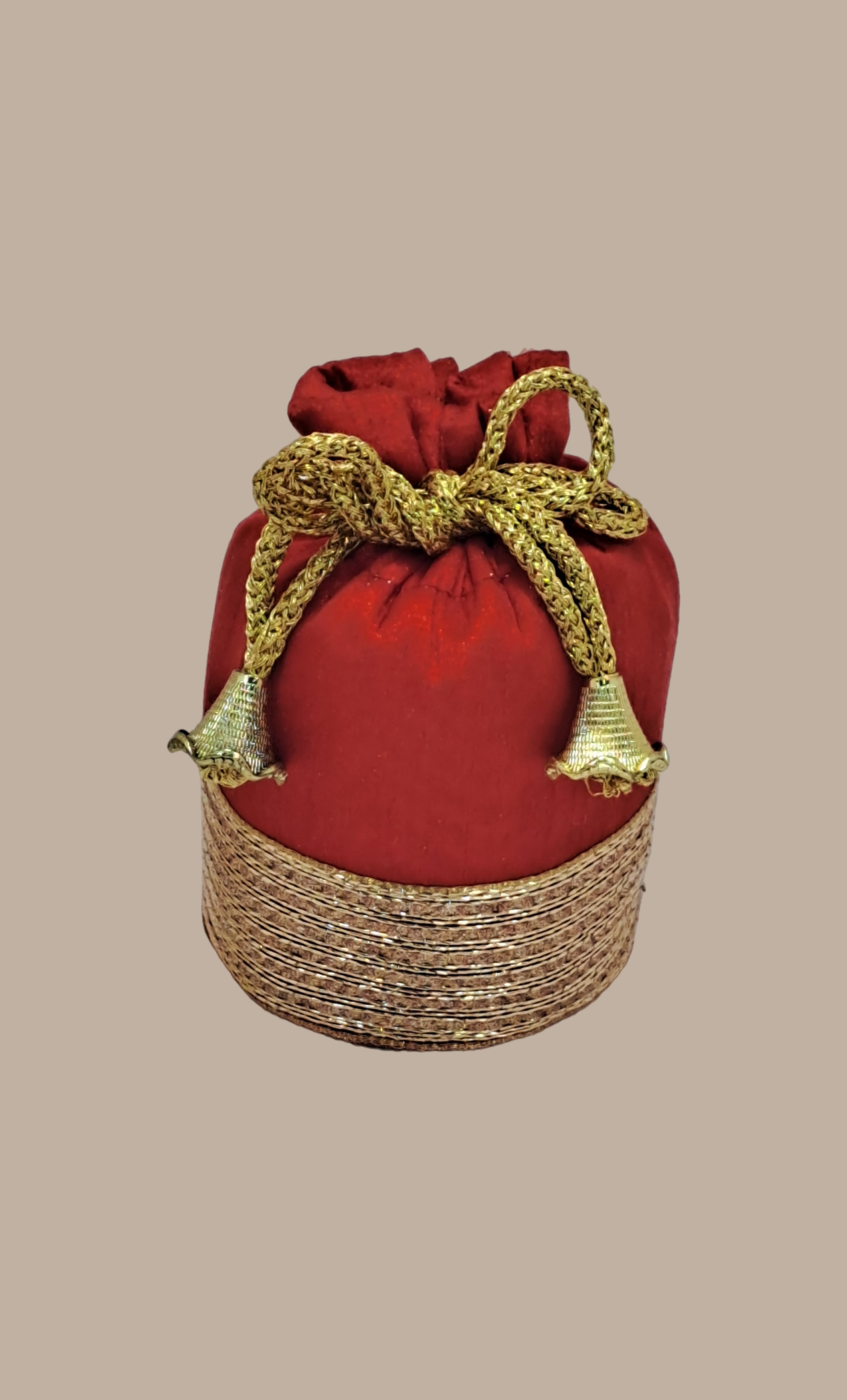 Small Red Embroidered Pouch Bag