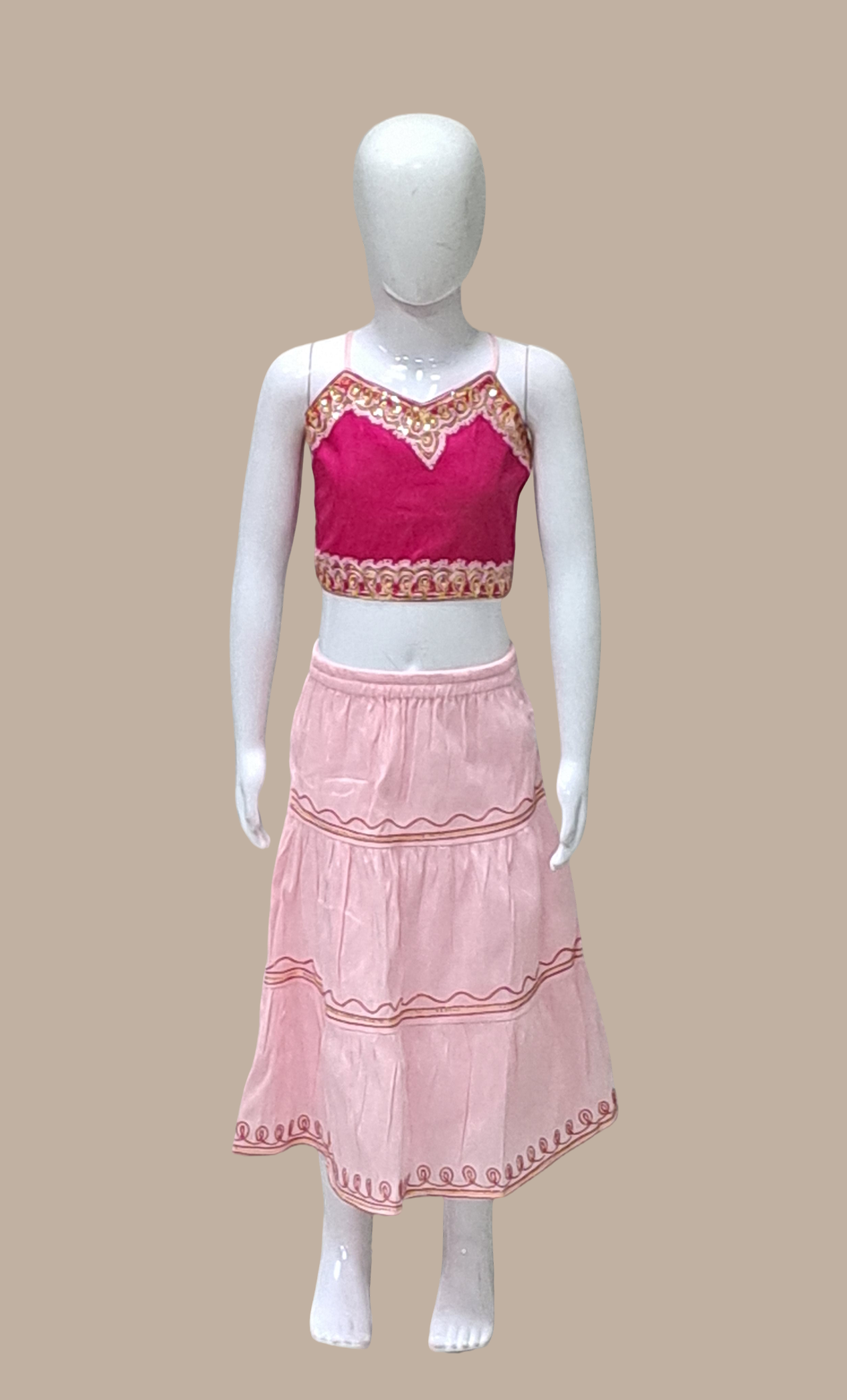 Cerise Embroidered Chania Choli