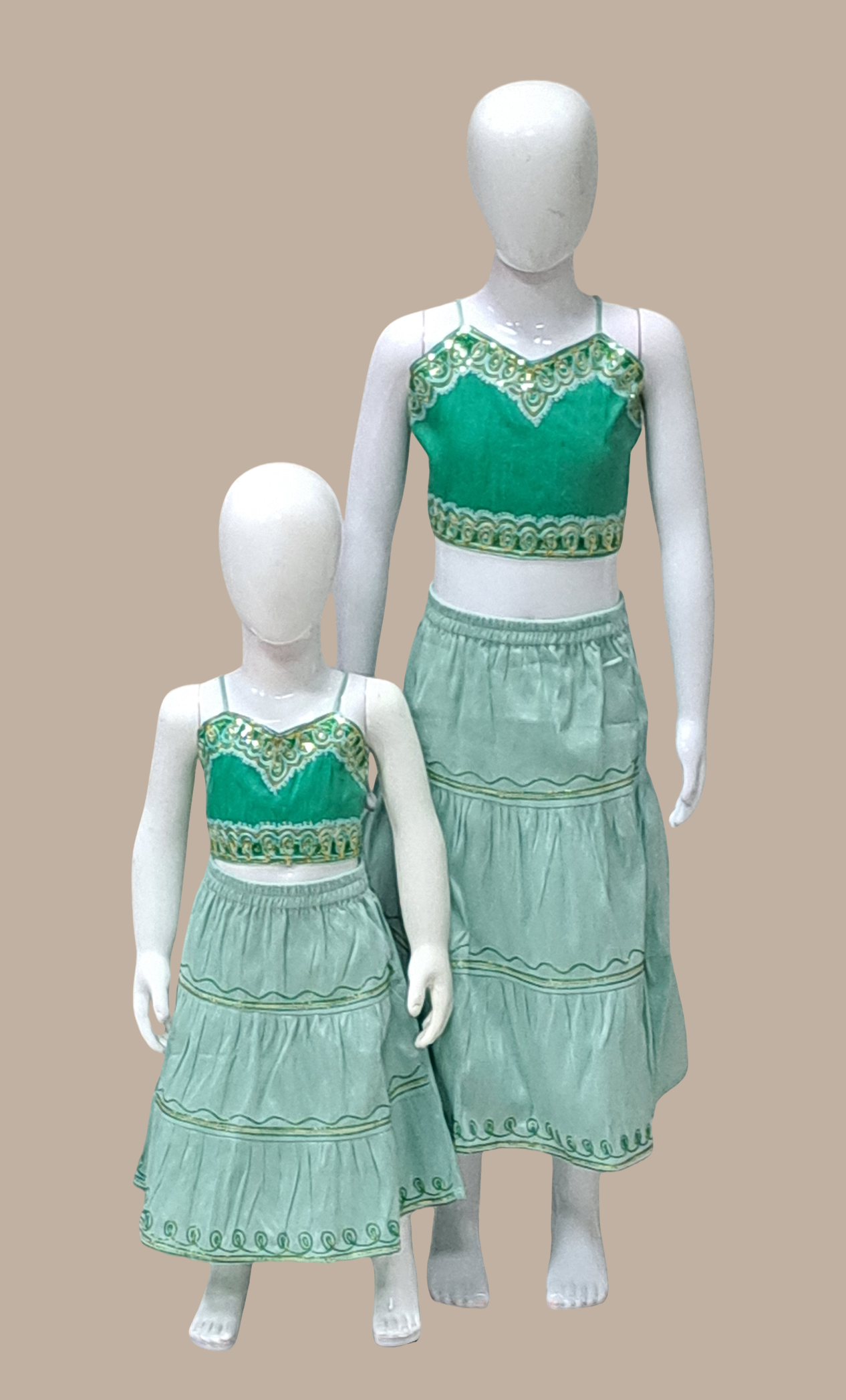 Green Embroidered Chania Choli