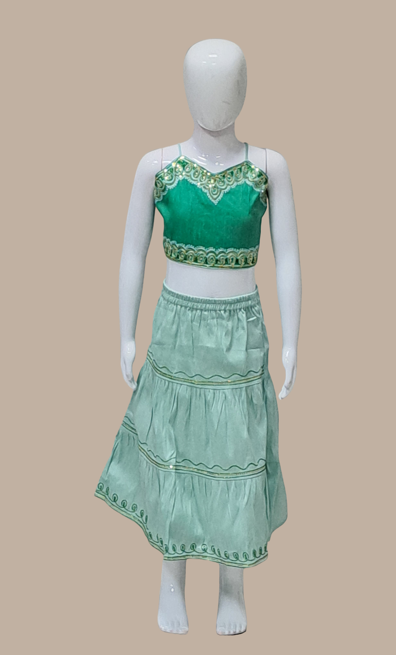 Green Embroidered Chania Choli