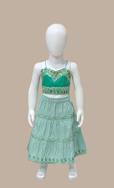 Green Embroidered Chania Choli