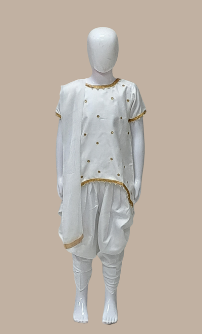 White Embroidered Dhoti