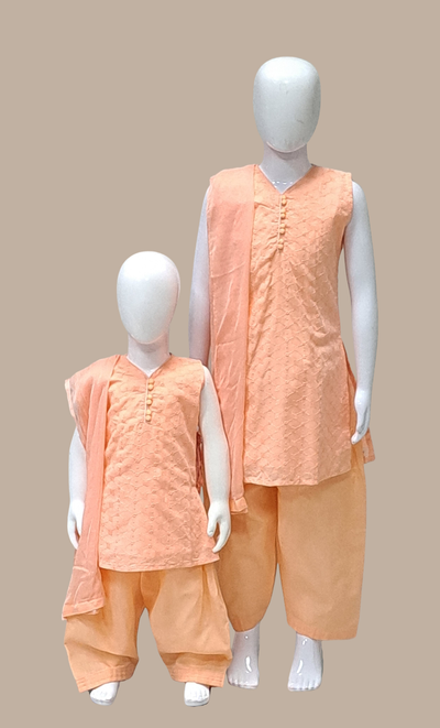 Peach Embroidered Punjabi