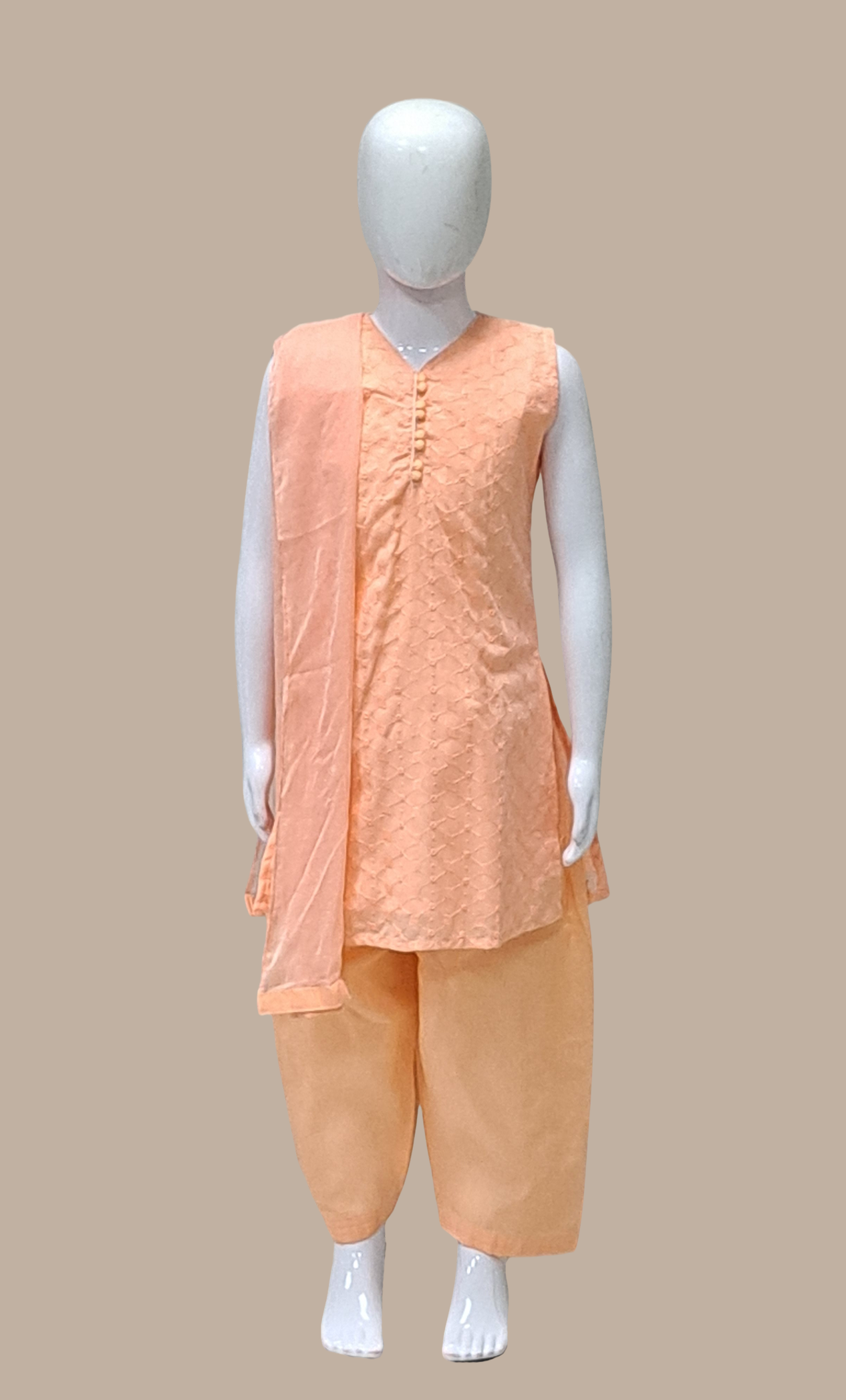 Peach Embroidered Punjabi