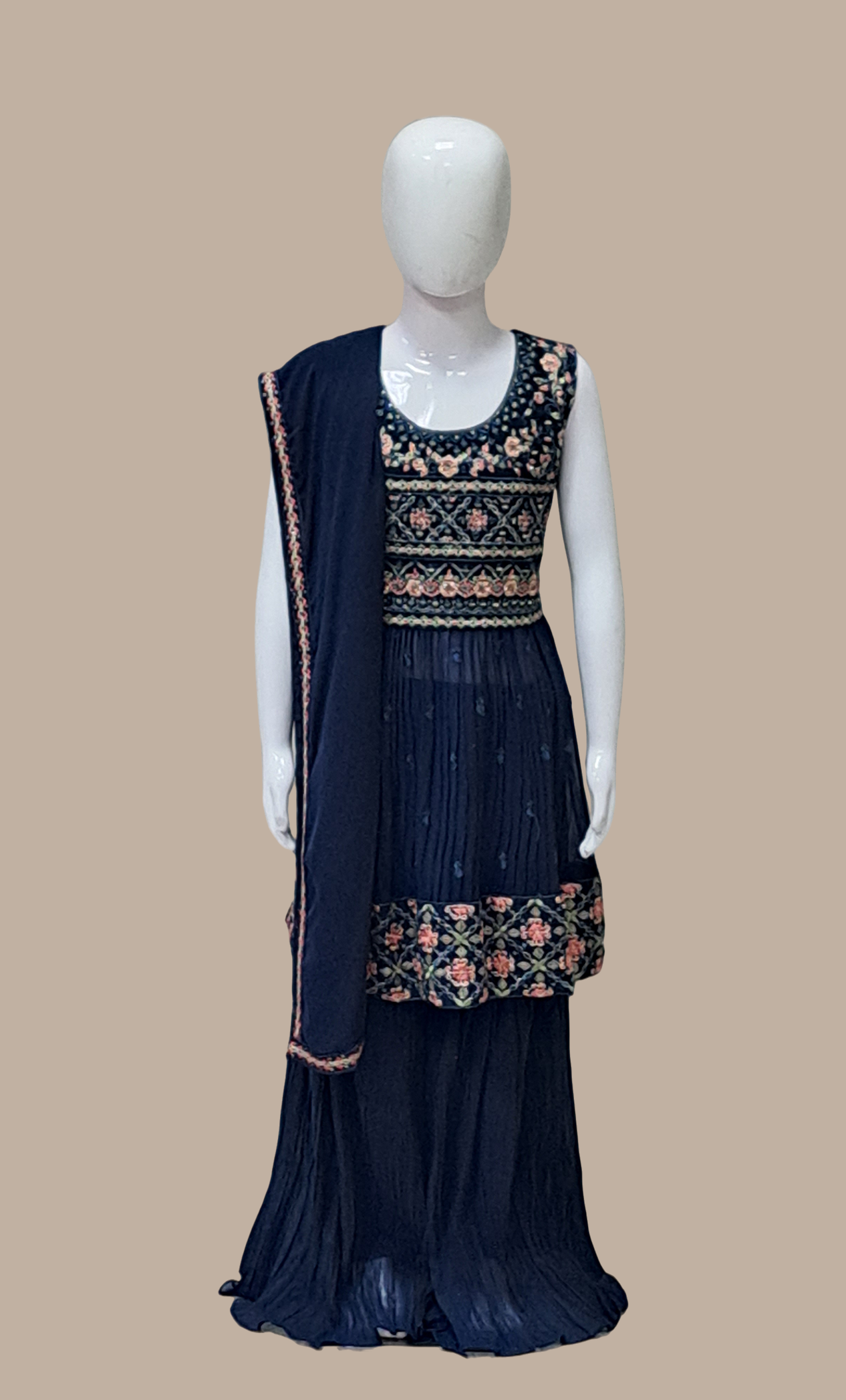 Midnight Blue Embroidered Palazzo Set