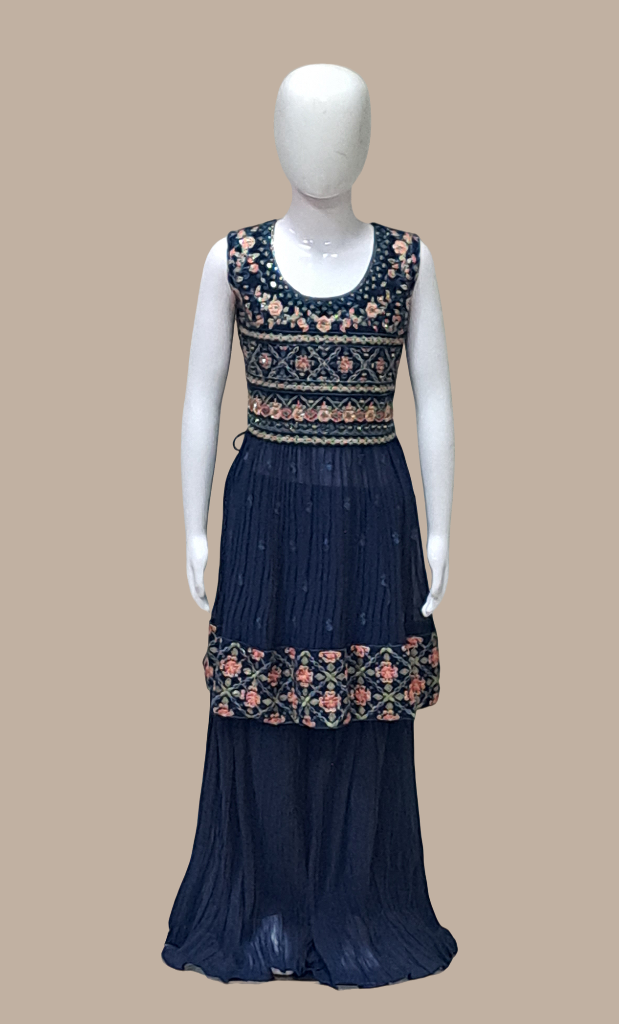 Midnight Blue Embroidered Palazzo Set