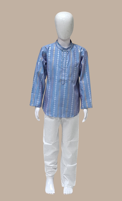 Light Blue Printed Kurta Top