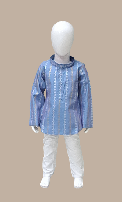 Light Blue Printed Kurta Top