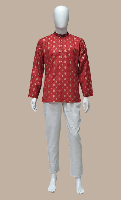 Rose Red Father & Son Printed Kurta Top