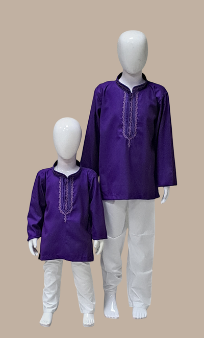 Deep Purple Embroidered Kurta Top