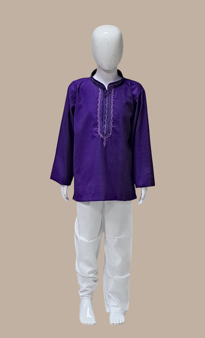 Deep Purple Embroidered Kurta Top