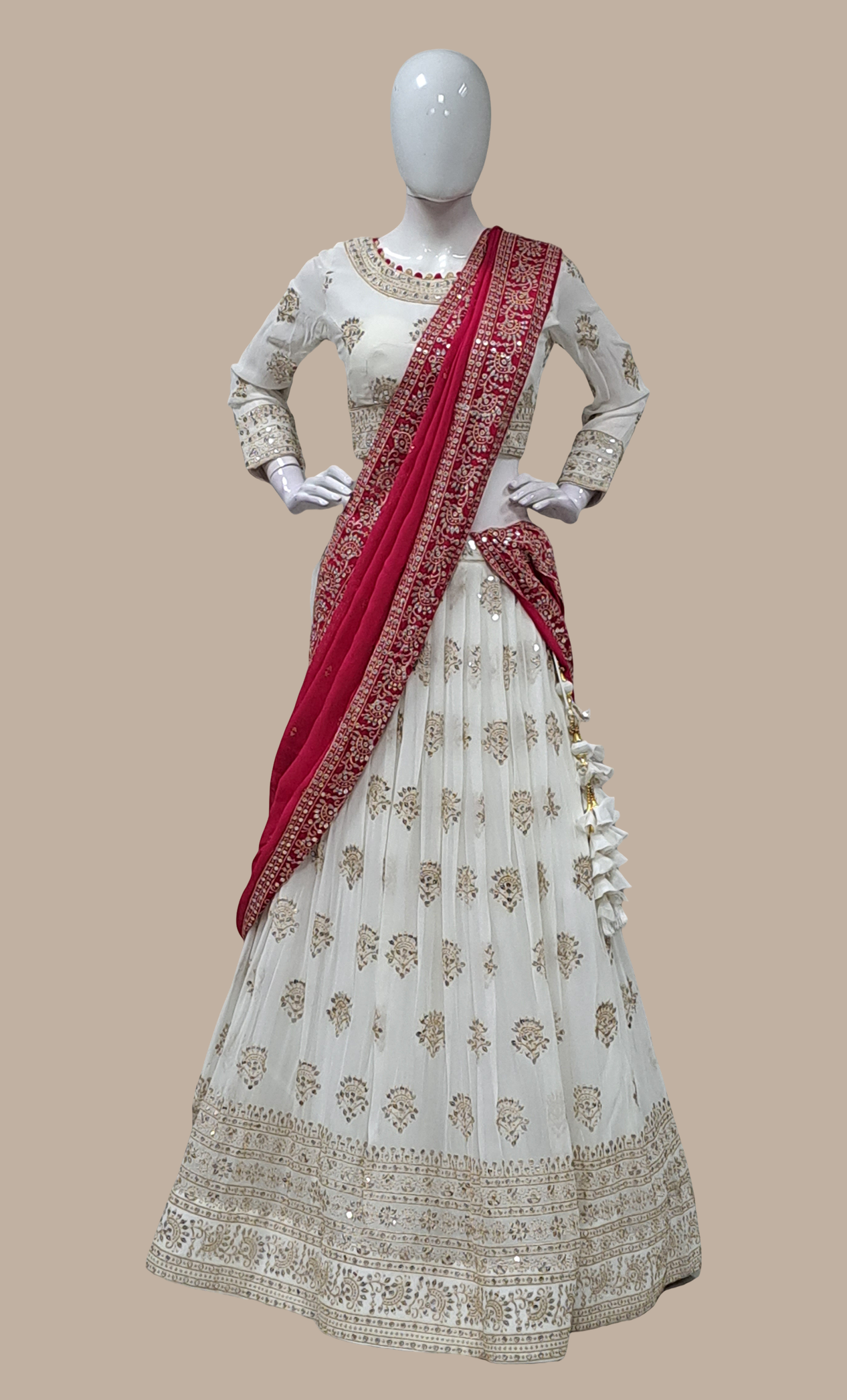 Off White Embroidered Choli Set