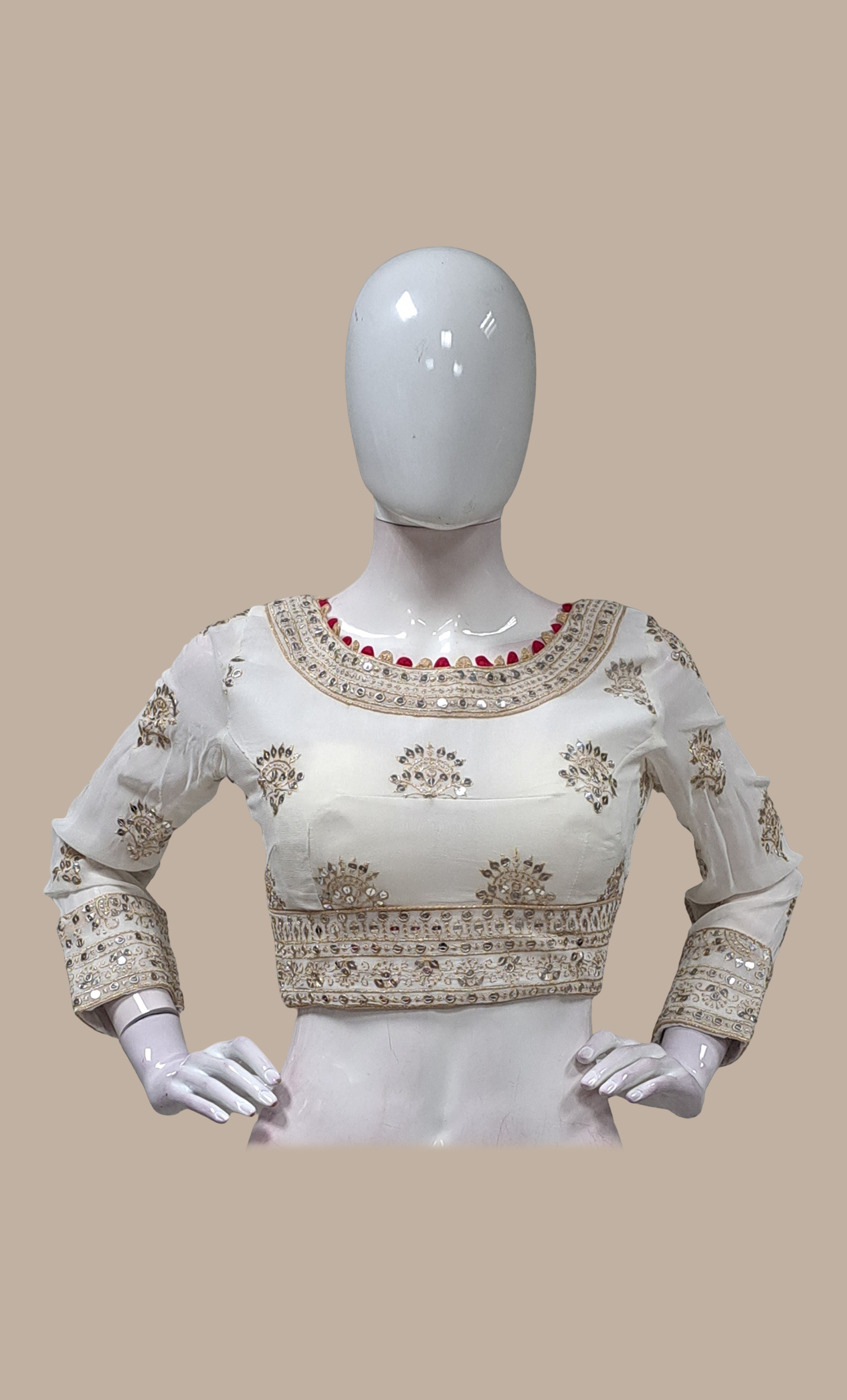 Off White Embroidered Choli Set