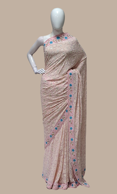 Rose Pink Embroidered Sari